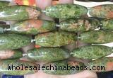 RIBS70 15 inches 14*40mm rice unakite gemstone beads wholesale