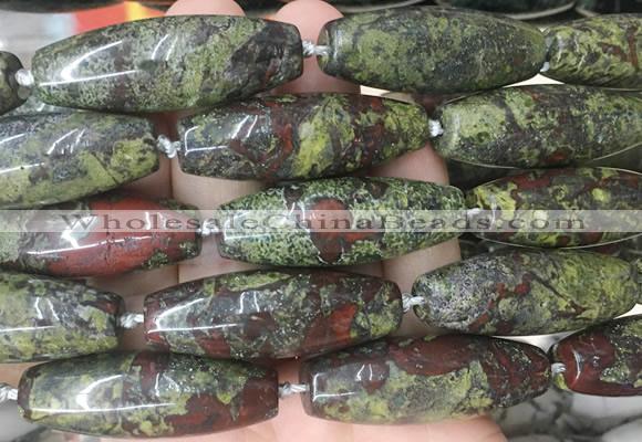 RIBS72 15 inches 14*40mm rice dragon blood jasper gemstone beads wholesale