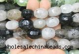 RUBS02 15 inches 12*16mm - 13*18mm faceted nuggets black rutilated quartz beads