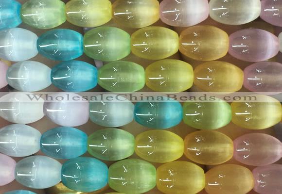 SEBS145 15 inches 10*14mm rice colorful selenite gemstone beads wholesale