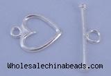 SSC28 5pcs 11*14mm heart 925 sterling silver toggle clasps