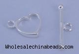 SSC30 5pcs 10*13.5mm heart 925 sterling silver toggle clasps