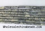 TBBS21 15 inches 4*13mm tube grey picture jasper gemstone beads