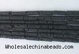 TBBS24 15 inches 4*13mm tube black lava gemstone beads