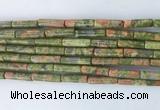 TBBS33 15 inches 4*13mm tube unakite gemstone beads