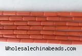TBBS37 15 inches 4*13mm tube synthetic coral gemstone beads