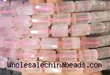 TBBS85 15 inches 10*14mm faceted tube rose quartz gemstone beads