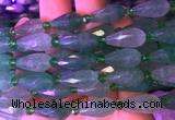 TRBS07 15 inches 8*16mm faceted teardrop green strawberry quartz gemstone beads