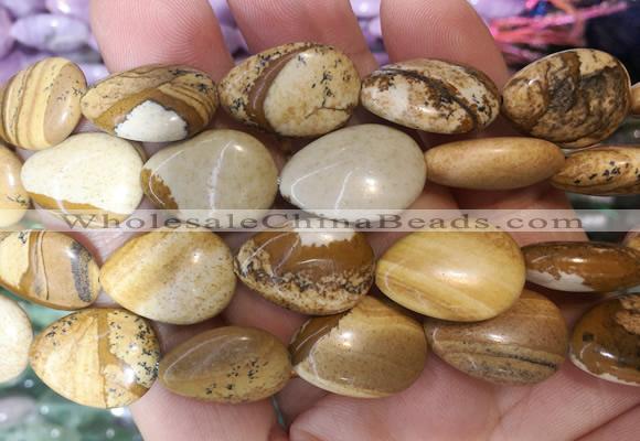 TRBS125 15 inches 13*18mm flat teardrop Picture jasper beads wholesale