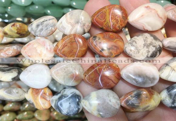 TRBS128 15 inches 13*18mm flat teardrop Yellow crazy agate beads wholesale