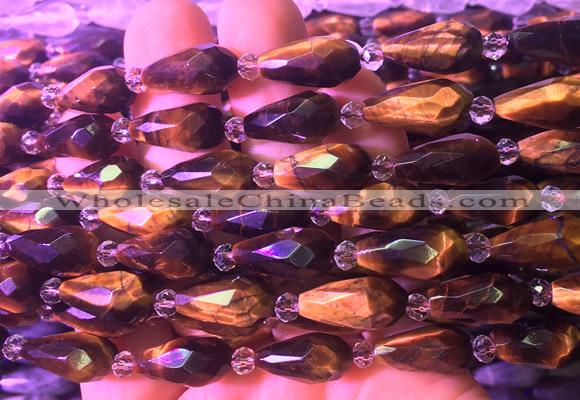 TRBS17 15 inches 8*16mm faceted teardrop yellow tiger eye gemstone beads