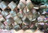 TWBS94 15 inches 16mm twist diamond black veined rhodonite beads wholesale