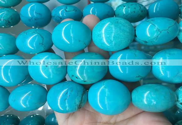 WBBS28 15 inches 23*27mm oval howlite turquoise gemstone beads wholesale