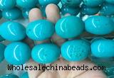 WBBS29 15 inches 25*30mm oval howlite turquoise gemstone beads wholesale