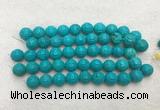 WBBS47 14mm carved round loose howlite turquoise gemstone beads wholesale