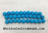 WBBS48 14mm carved round loose howlite turquoise gemstone beads wholesale